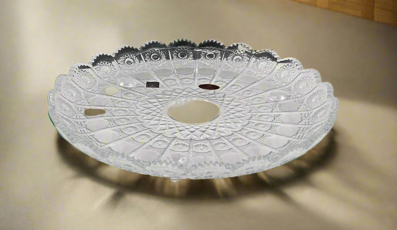 11.75-Inch Glass Footed Round Plate - Elegant Serving Dish for Desserts, Appetizers & Party Decor - Perfect for Weddings, Holidays & Special Occasions