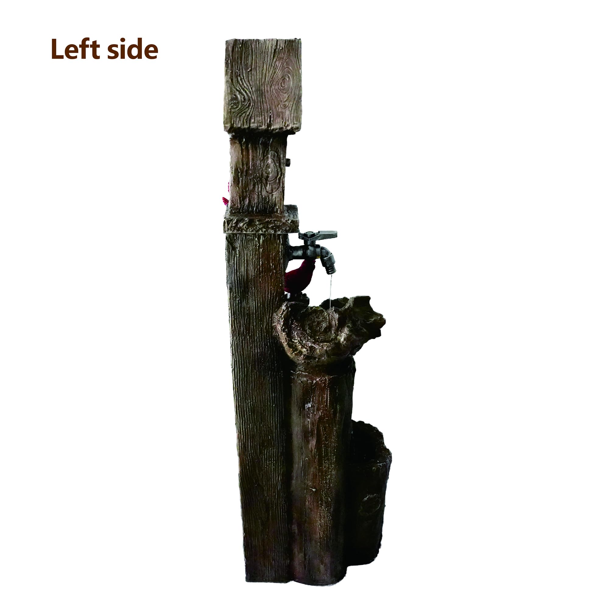 3-Tier Decorative Garden Birdhouse with LED Lights & Water Wheel - Outdoor Water Fountain for Patio, Yard, and Garden Decor