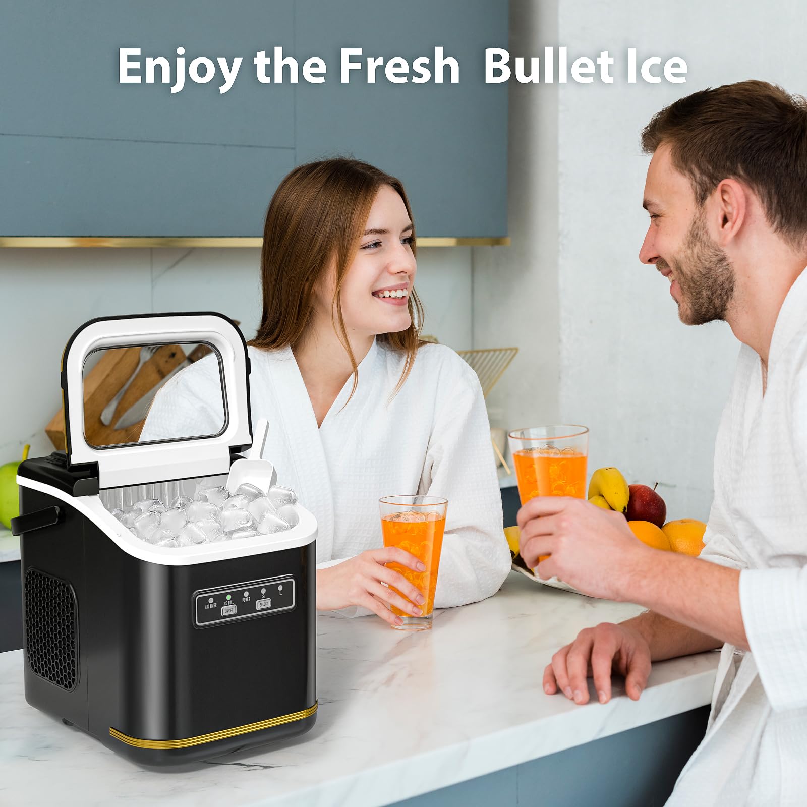 Portable Countertop Ice Maker Machine - Self Cleaning, 9 Cubes in 6 Minutes, 26lbs Daily Output - Perfect for Home, Office, Camping & Outdoor Use