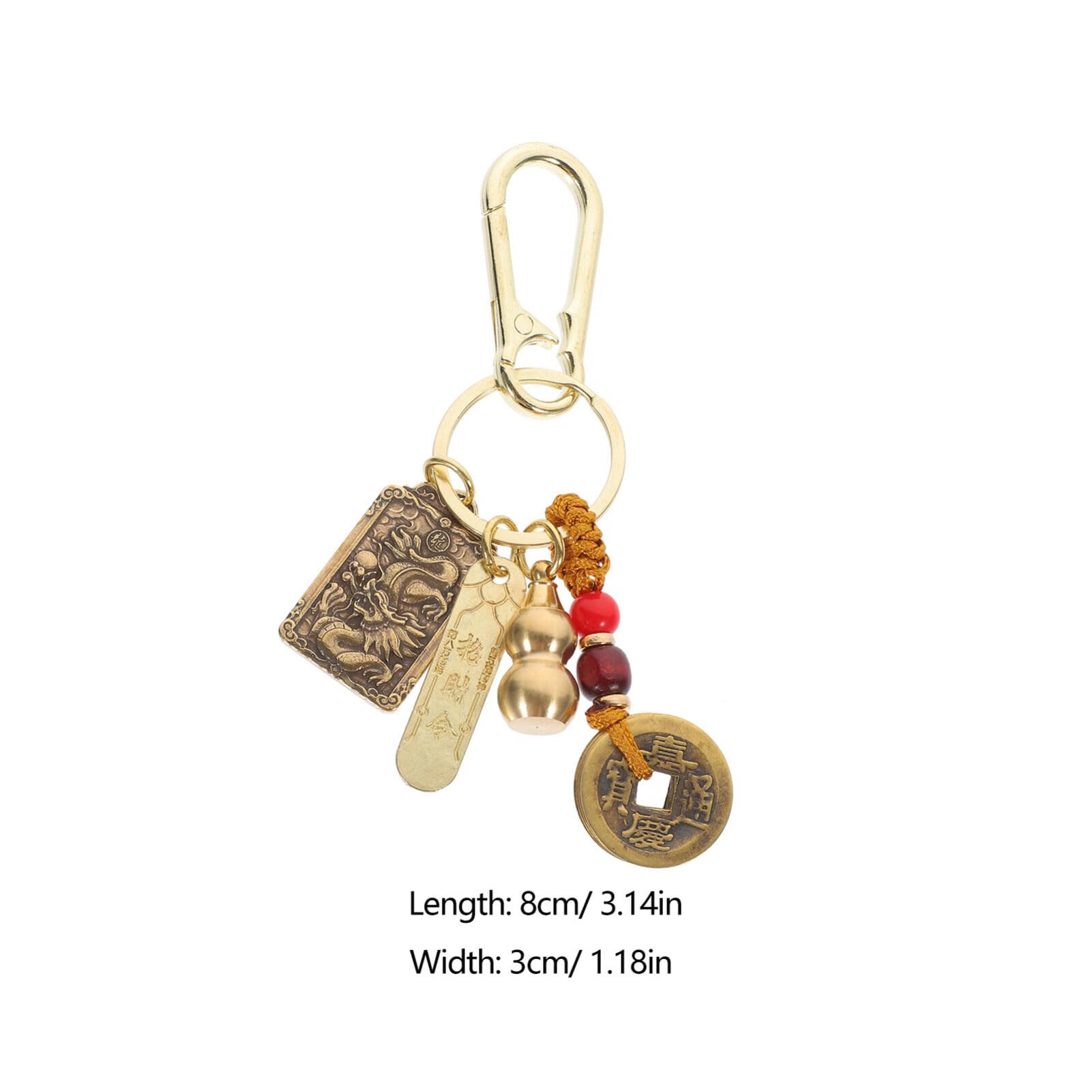 Chinese Feng Shui Keychain - Brass Wu Lou Amulet for Good Luck & Wealth with Feng Shui Coins | Perfect for Backpacks, Purses & Home Decor