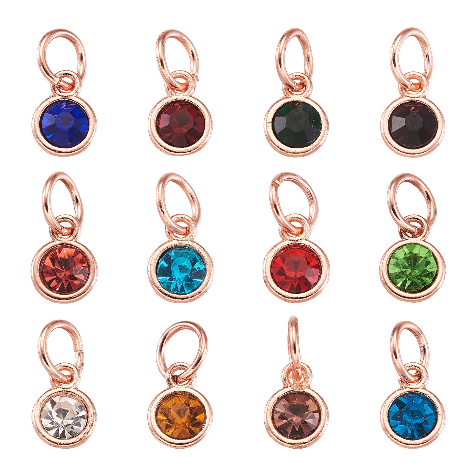 Craftdady Crystal Birthstone Charms - Tiny Round Rhinestone Dangle Pendants for Jewelry Making (Necklace, Bracelet, Earrings) - Perfect for DIY Crafts, Gift Giving & Special Occasions
