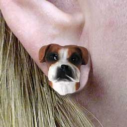 Conversation Concepts Boxer Dog Uncropped Earrings - Post Earrings for Women - Perfect for Casual Wear, Gifts, and Dog Lovers