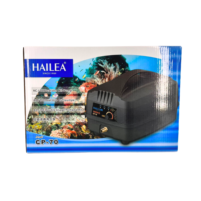 HAILEA CP 70 AC/DC Aquarium Air Pump - Dual Power Fish Tank Aerator for Oxygenation - Ideal for Home Aquariums, Fish Tanks, Hydroponics & Outdoor Pond Use