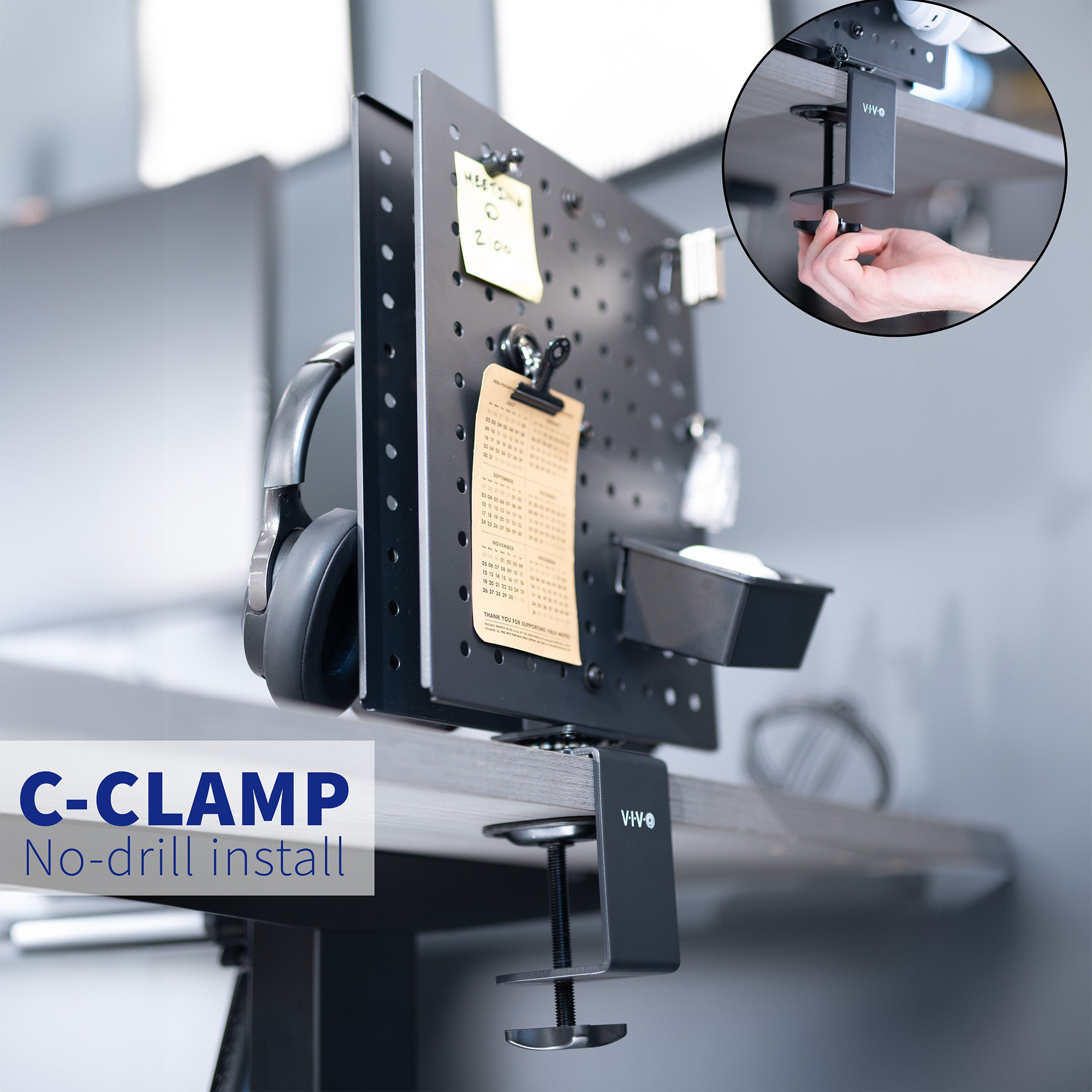Rotating Pegboard Organizer with Clamp - Wall Mount Tool Holder for Garage, Workshop & Home Storage - Perfect for Tools, Accessories & DIY Projects