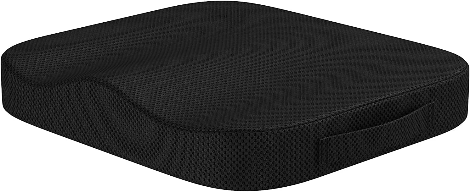 **Portable Memory Foam Seat Cushion for Office & Home - Non-Slip Bottom, Washable Cover, Ergonomic Coccyx Support - Perfect for Office Chairs, Car Seats, Wheelchairs & Travel (Black)**