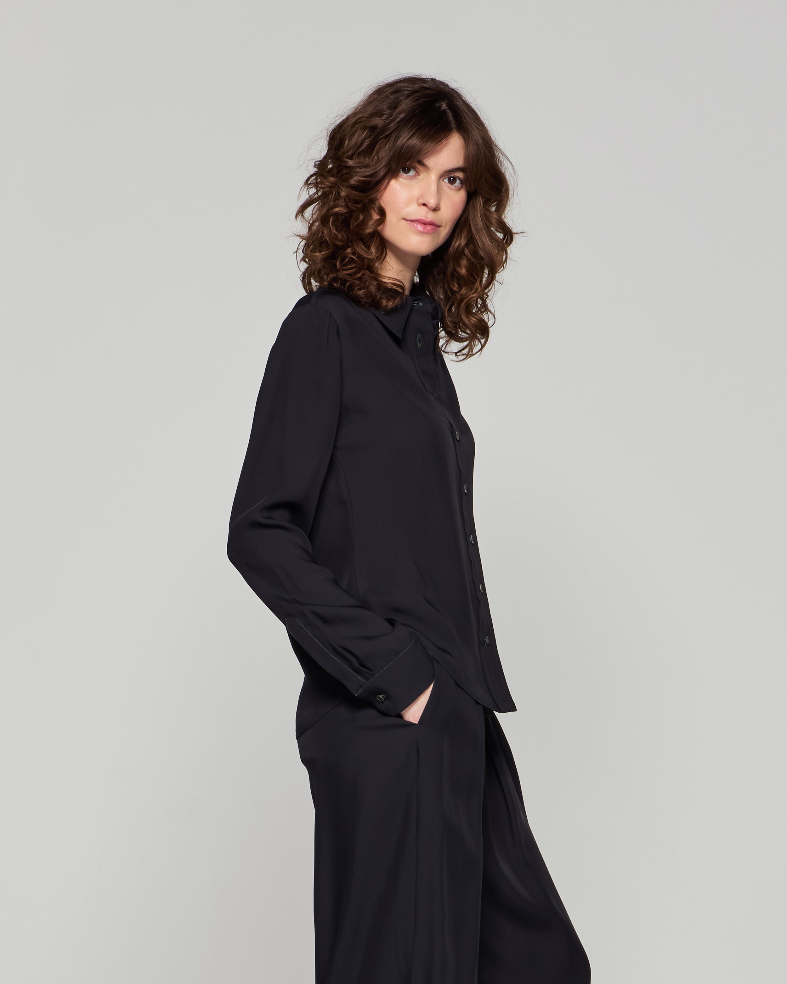 Serena Shirt for Women - Classic Black Button-Down Blouse | Perfect for Office Wear, Business Casual & Everyday Outfits