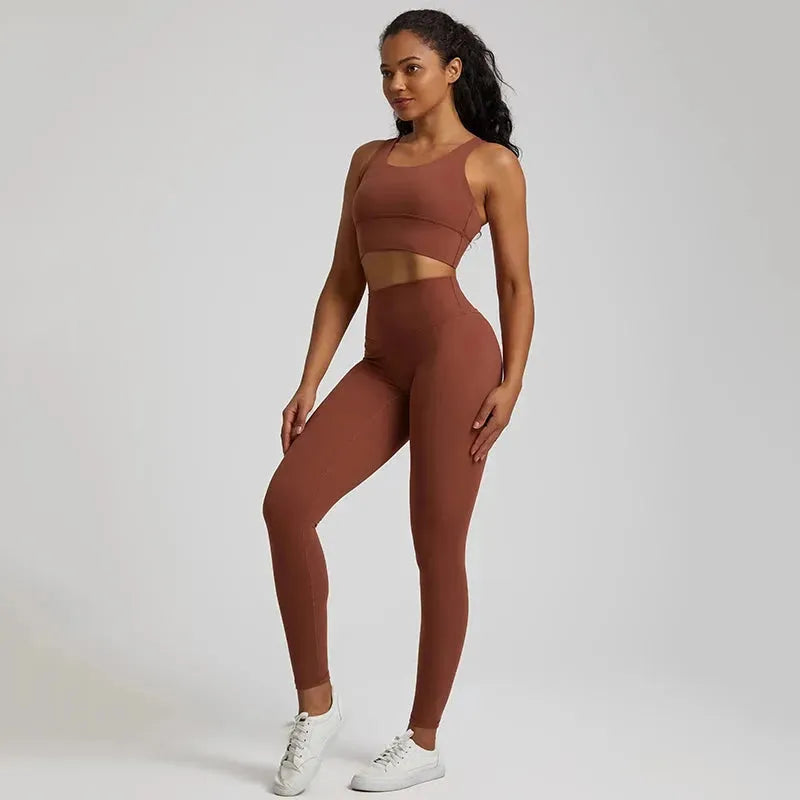 Buttery Soft 2-Piece Yoga Set for Women - Strappy Sports Bra & High Waist Leggings | Workout Outfit, Gym Clothing & Sports Suits | Perfect for Yoga, Pilates & Fitness Training