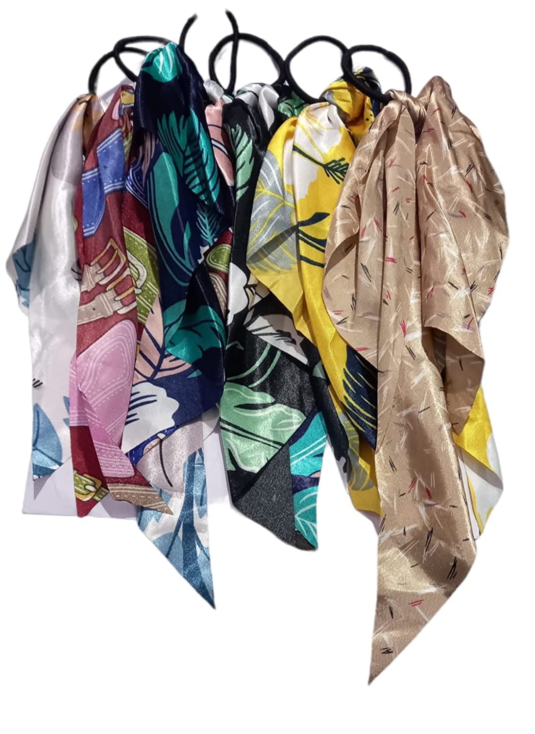 6-Piece Scarf Scrunchies with Long Ribbon Tails - Women's Hair Ties, Ponytail Holders & Hair Accessories for Girls | Perfect for Bun Hairstyles, Curly Hair & Holiday Gifts | Great for Daily Wear, Parties & Special Occasions