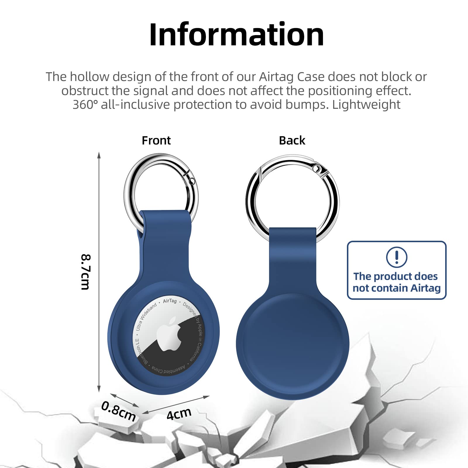**QYQa Airtag Holder – 4 Pack Silicone Apple AirTag Keychain Case with Metal Keyring – Waterproof Luggage Tracker for Suitcase, Wallet, Keys, Pets & Valuables – Perfect for Travel, Hiking & Daily Use**