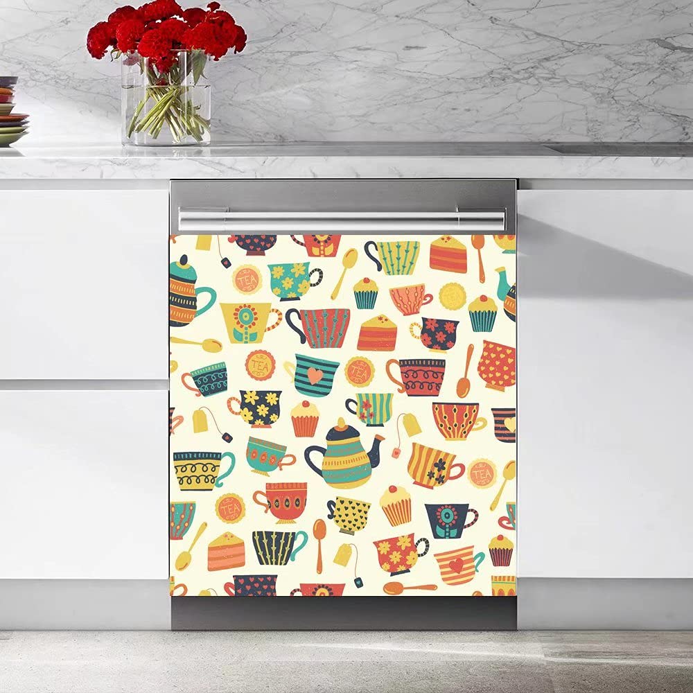 Dishwasher Cover Sticker - 23x26 Inches Decorative Vinyl Decal for Kitchen Appliances, Cabinets & Dryer Panels - Waterproof & Durable Cake Vector Design - Perfect for Home Decor & DIY Kitchen Upgrades