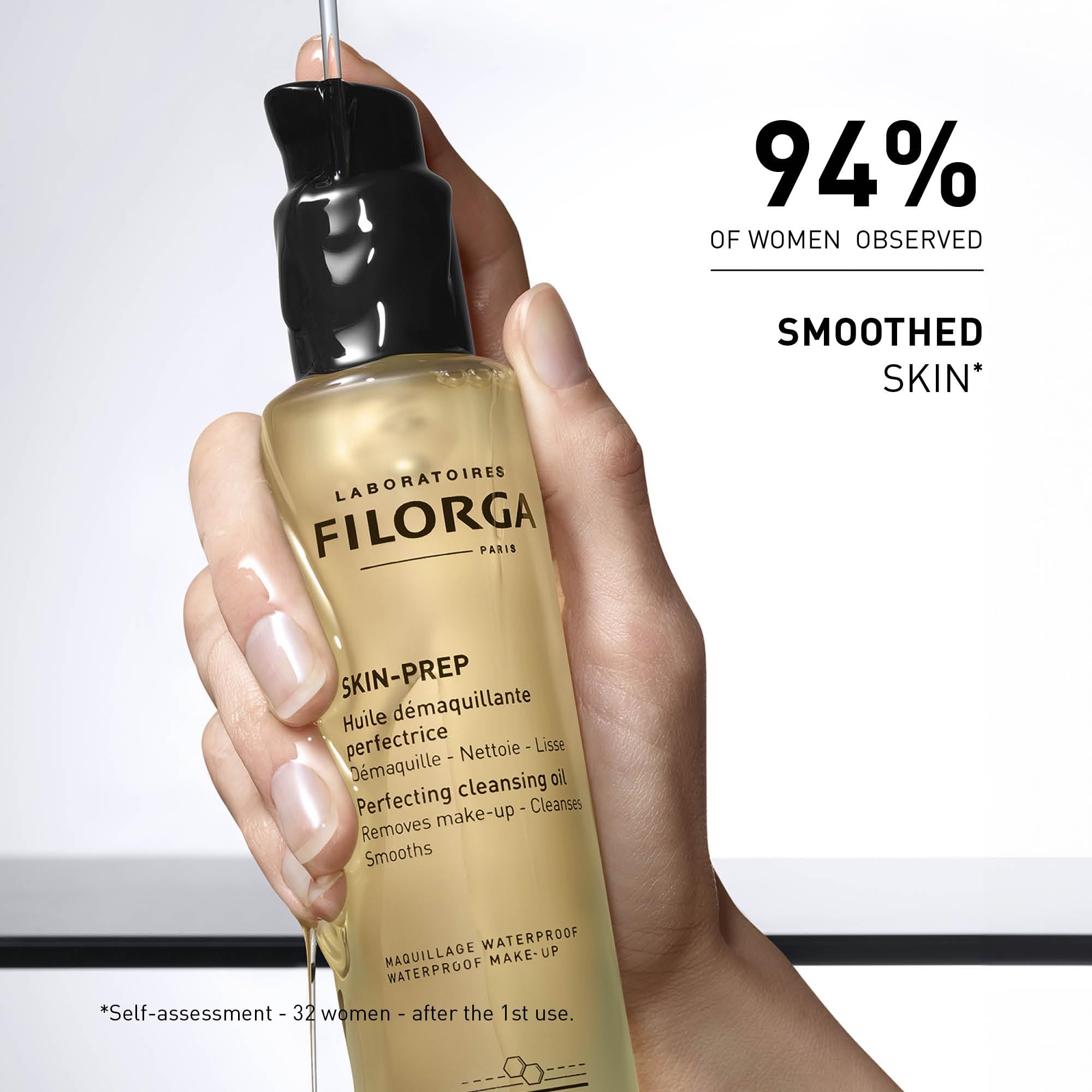 Filorga Skin-Prep Cleansing Oil Makeup Remover with Omega-6 & Papain Enzymes - Deeply Cleanses & Removes Makeup - 5.07 fl oz - Perfect for Daily Skincare & Gentle Makeup Removal