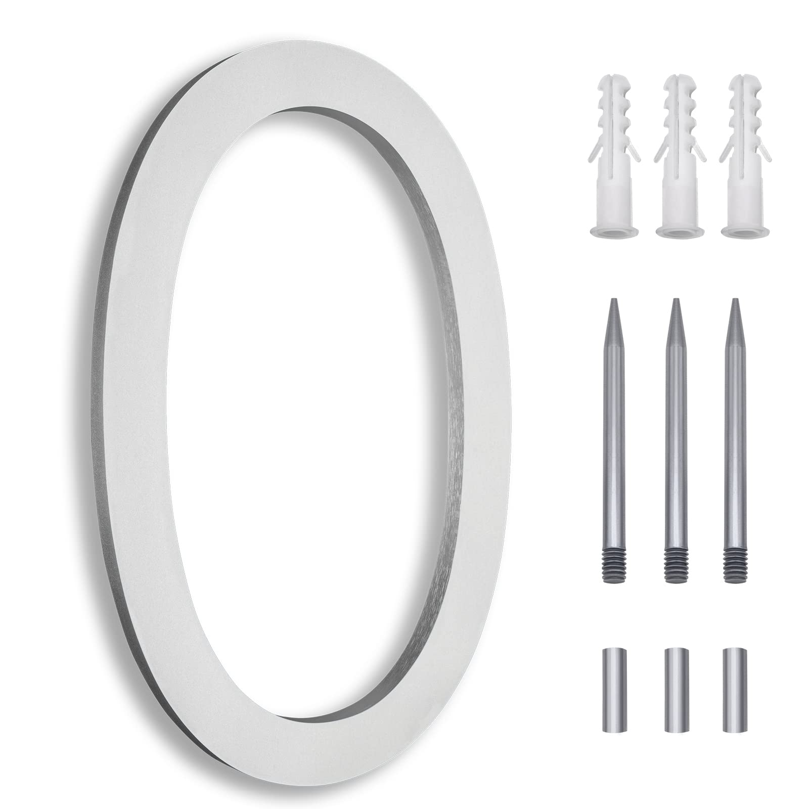 8 Inch Modern Floating Flush Mount Aluminum House Numbers - Large Silver Metal Address Plaque for Outdoor Door, Street & Mailbox (Weatherproof, Easy Installation) - Perfect for Home, Apartment, Business & Garden Gate Address Signage