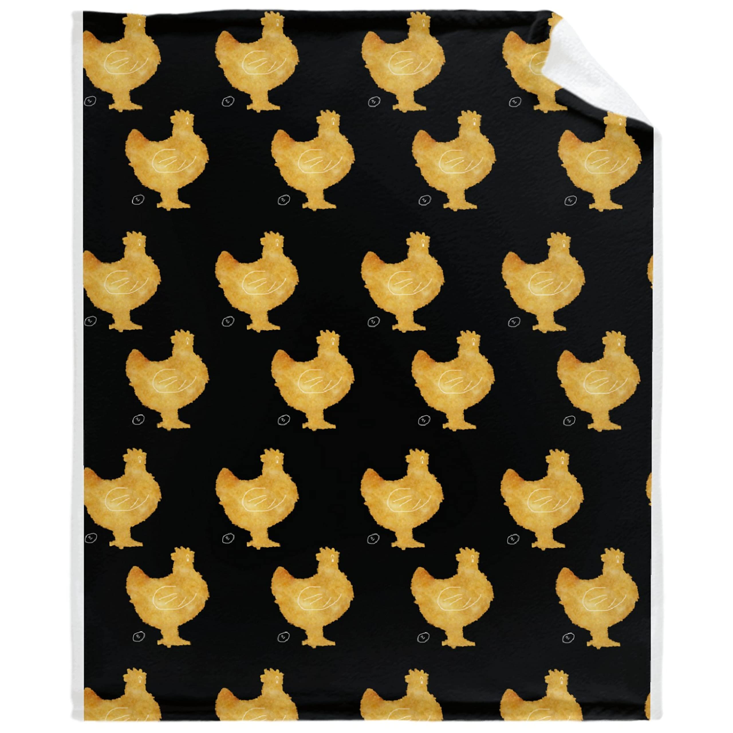 Chicken Nugget Black Throw Blanket - Ultra Soft Flannel Fleece Blanket for Gifts | Plush Lightweight Cozy Blanket for Couch, Sofa & Bed | All-Season 80x60 Inch Blanket for Adults | Perfect for Movie Nights, Camping & Home Decor