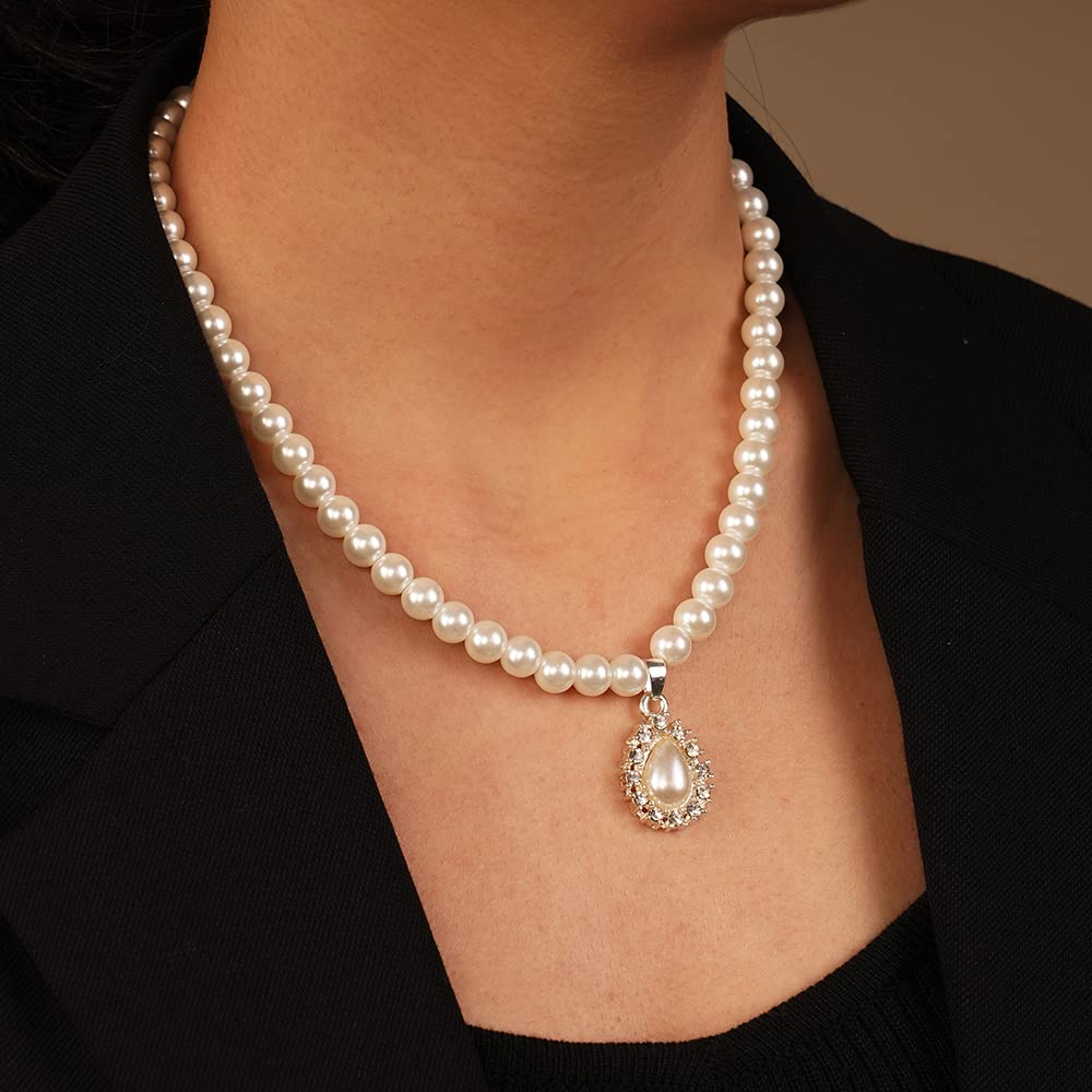Bridal Pearl Necklace Set - Ivory Teardrop Earrings for Wedding & Party
