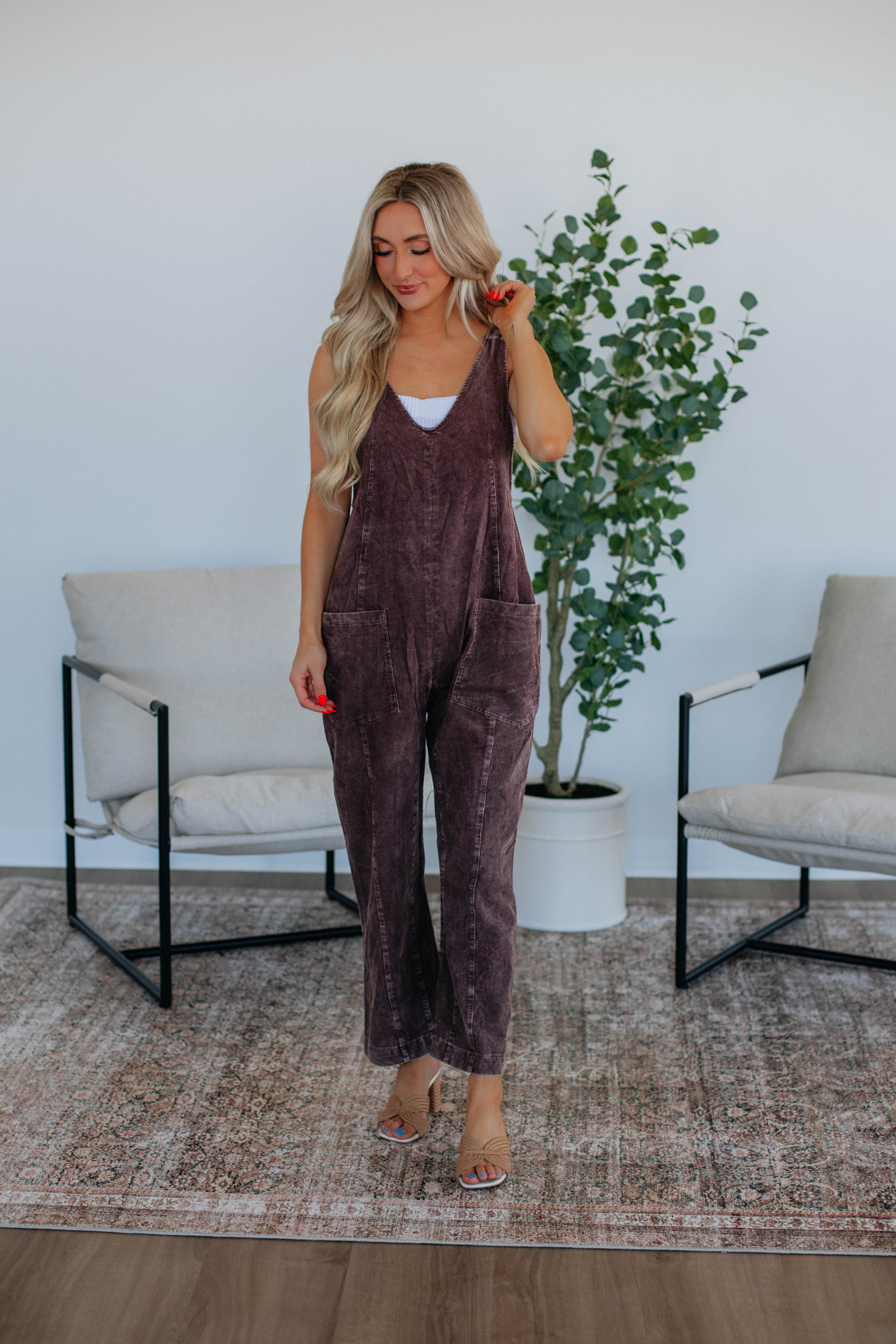 Coleman Corduroy Overalls for Women - Comfortable Stretch Denim Overalls with Adjustable Straps - Perfect for Casual Wear, Work & Outdoor Activities (Plum)