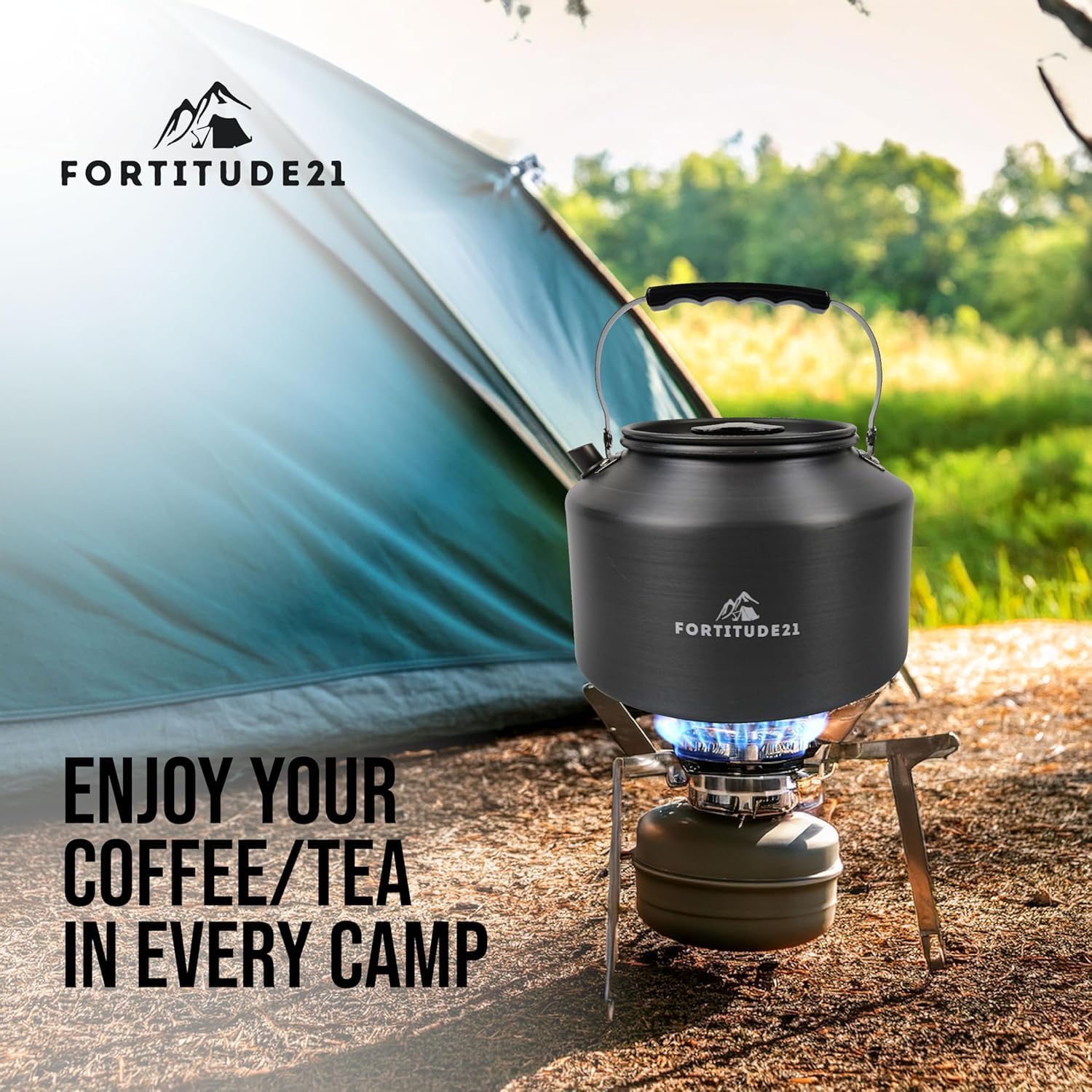 2.2L Stainless Steel Stovetop Tea Kettle - Camping Kettle for Boiling Water, Coffee & Tea - Perfect for Home, Outdoor & RV Use