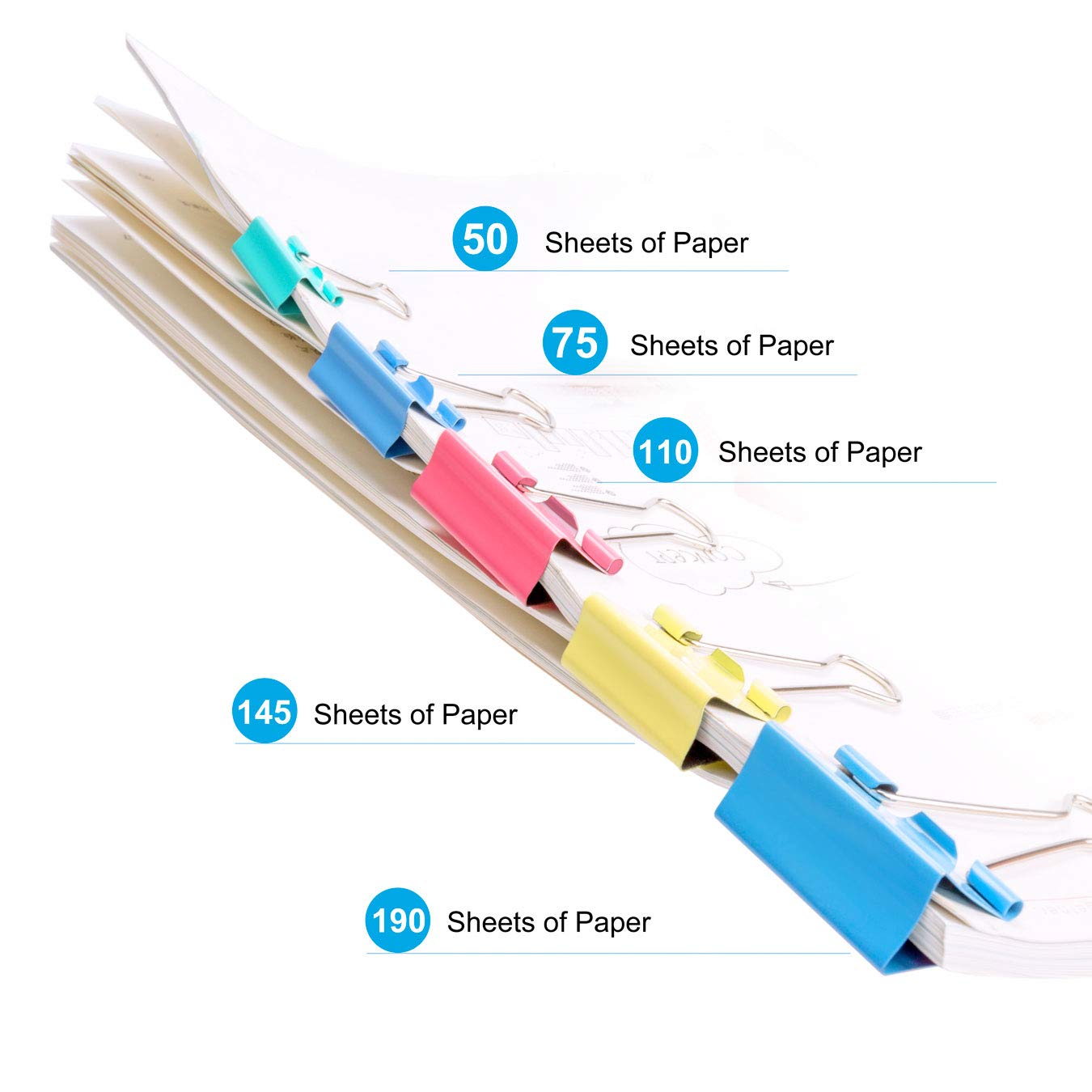 100 Pcs Binder Clips Assorted Sizes - Large, Medium, Small & Mini for Office, School & Home Organization | Perfect for Paper, Documents & Bulletin Boards
