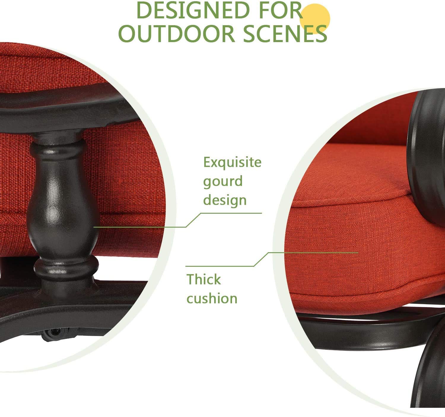 **Crownland Outdoor 5-Piece Patio Conversation Set with Swing Glider, Loveseat, Coffee Table & 2 Lounge Chairs – Metal Frame & Red Cushions – Perfect for Backyard, Garden, or Poolside Relaxation**