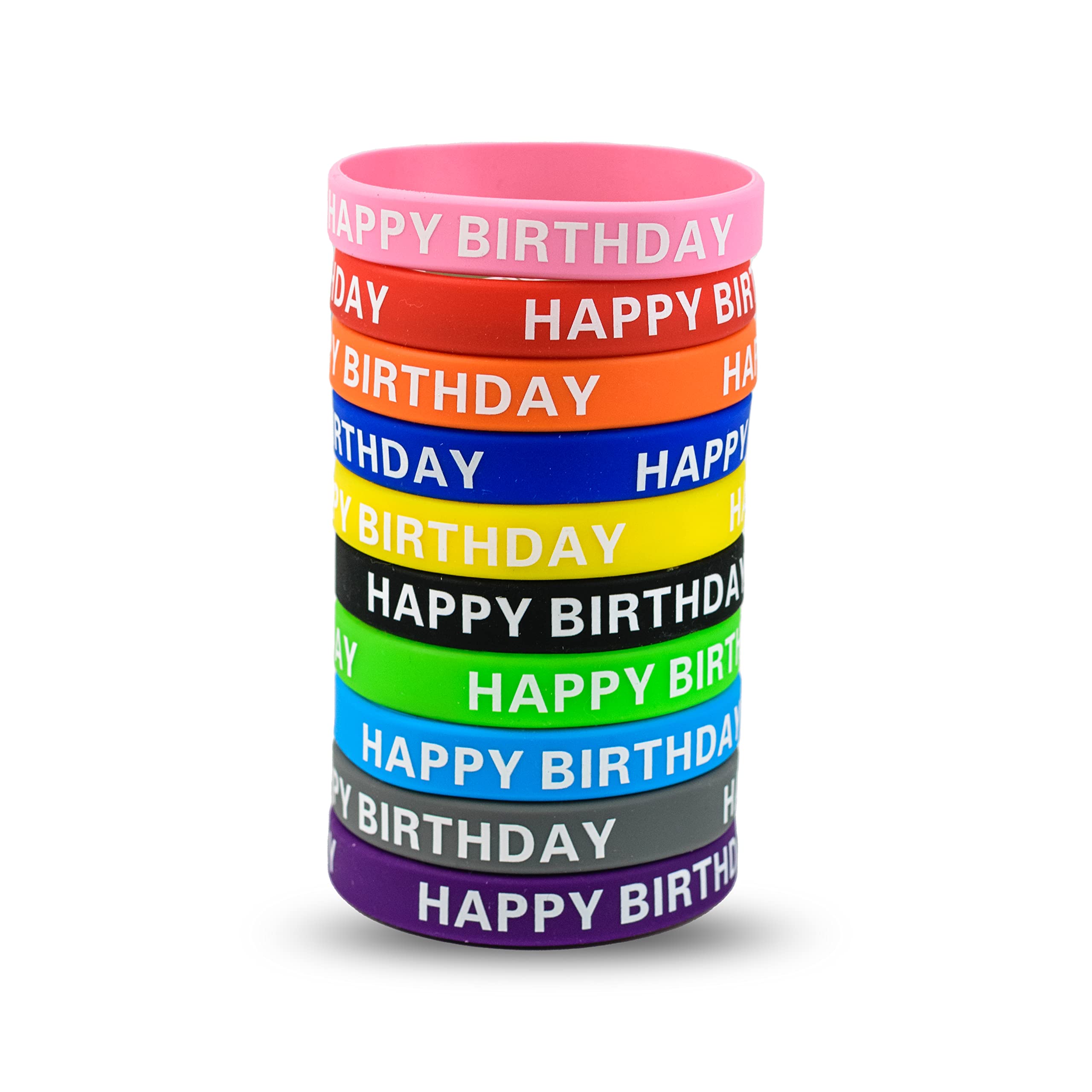 Happy Birthday Bracelets for Kids - Bulk Pack of 24 Colorful Rubber Wristbands - Fun Classroom Birthday Gifts for Students, Teachers & Party Favors - Perfect for School Celebrations, Birthday Parties & Goodie Bags