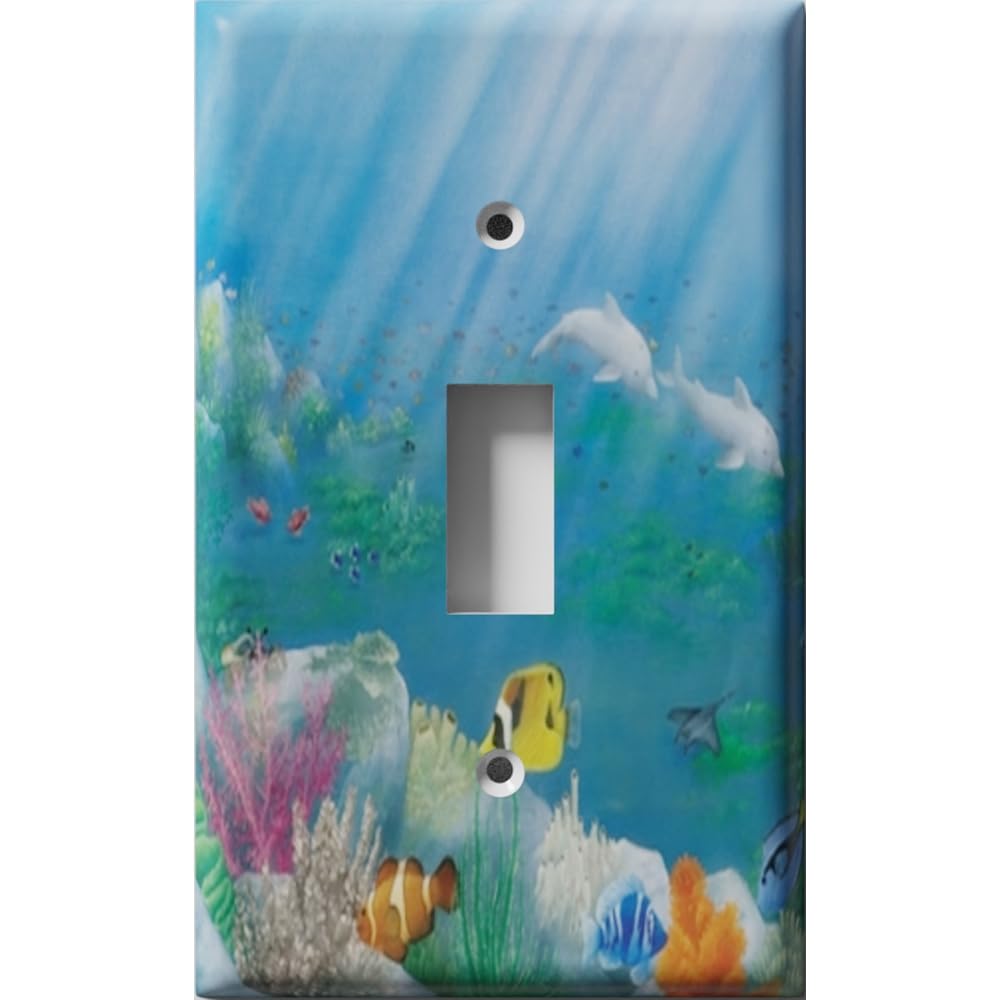 Deep Blue Fish Light Switch Cover - Toggle Wall Plate for Home Decor