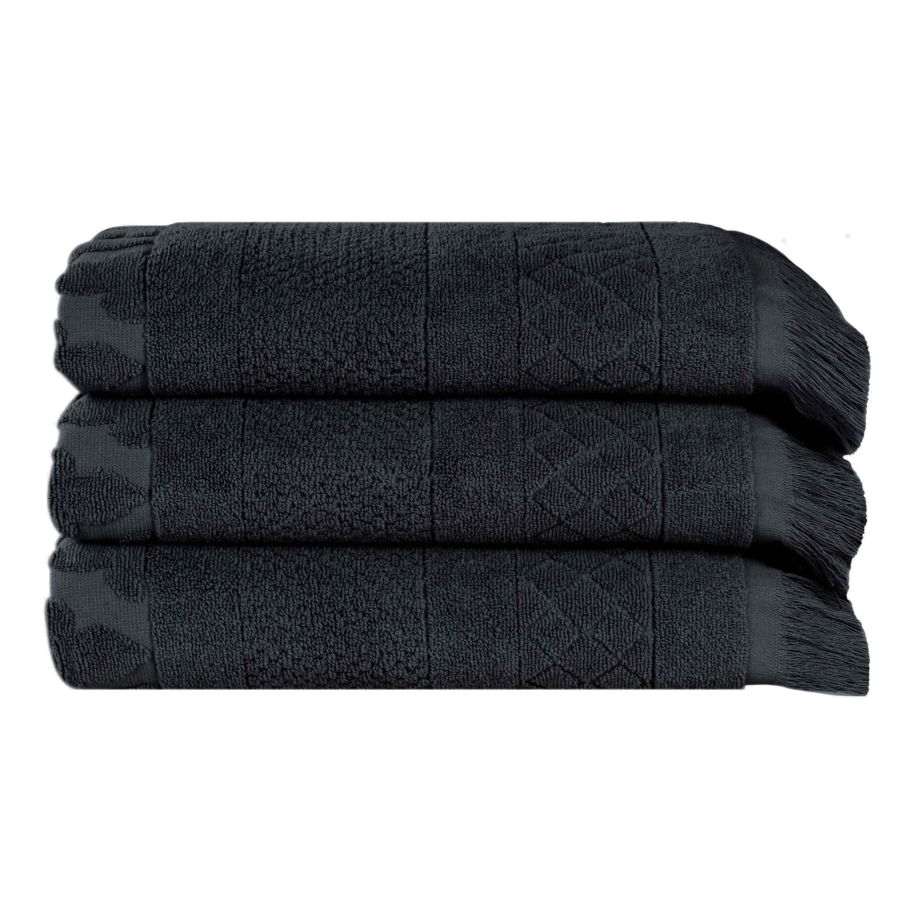 Premium Rolla Cotton Geometric Jacquard Plush Bath Towel Set - 3 Pack | Ultra Absorbent & Quick-Drying | Luxury Spa, Bathroom & Beach Towels