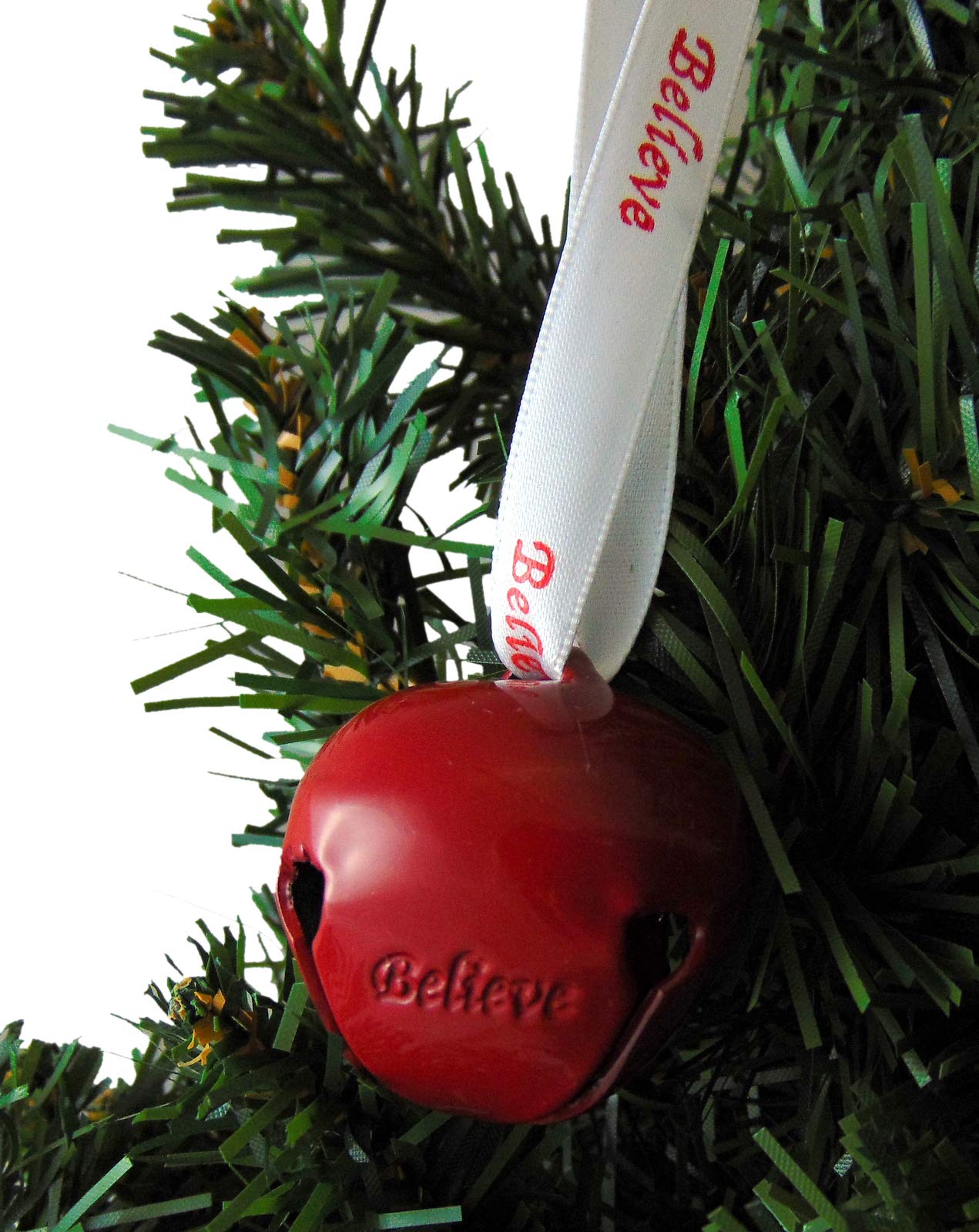 Red Believe Bell Christmas Tree Ornament with Ribbon & Storage Bag - Perfect for Holiday Decor, Gift Giving & Festive Home Decorations
