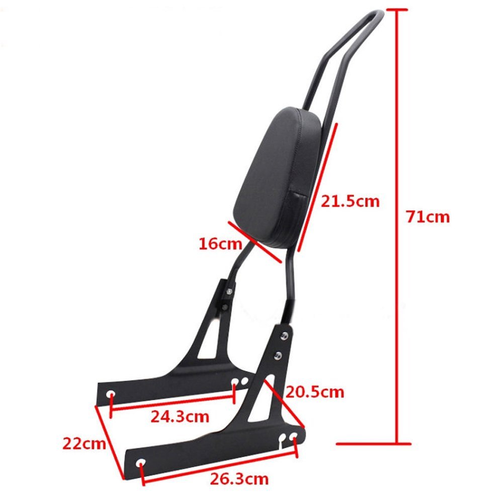 Harley-Davidson Dyna Motorcycle Rear Seat Backrest - Universal Fit for FXD, FXDB, FXDC, FXDL, Street Bob, Wide Glide & Low Rider Models - Comfortable Sissy Bar for Long Rides & Road Trips