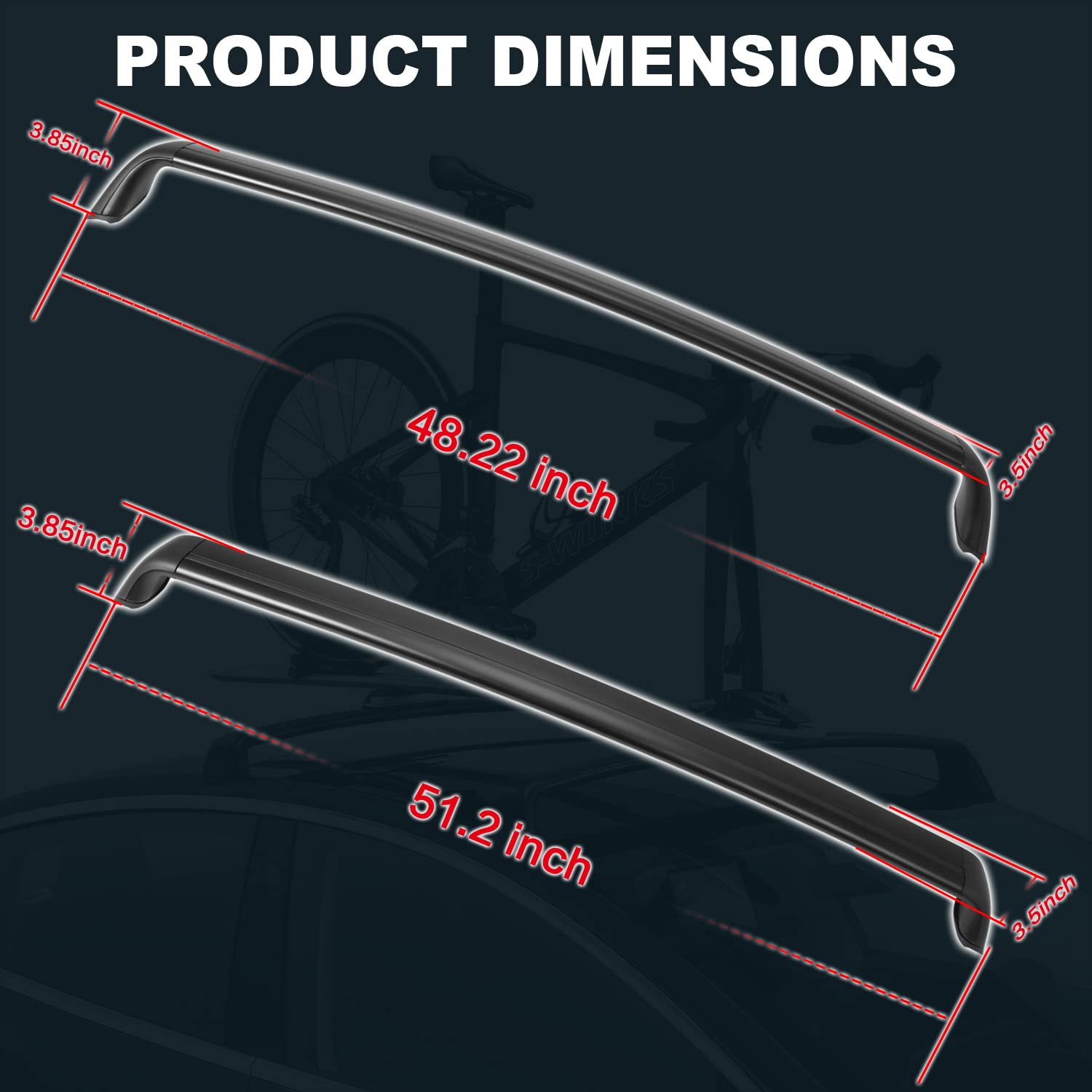 Lockable Cross Bar for Tesla Model Y Roof Rack - Cargo Carrier for Kayak, Bike & Canoe