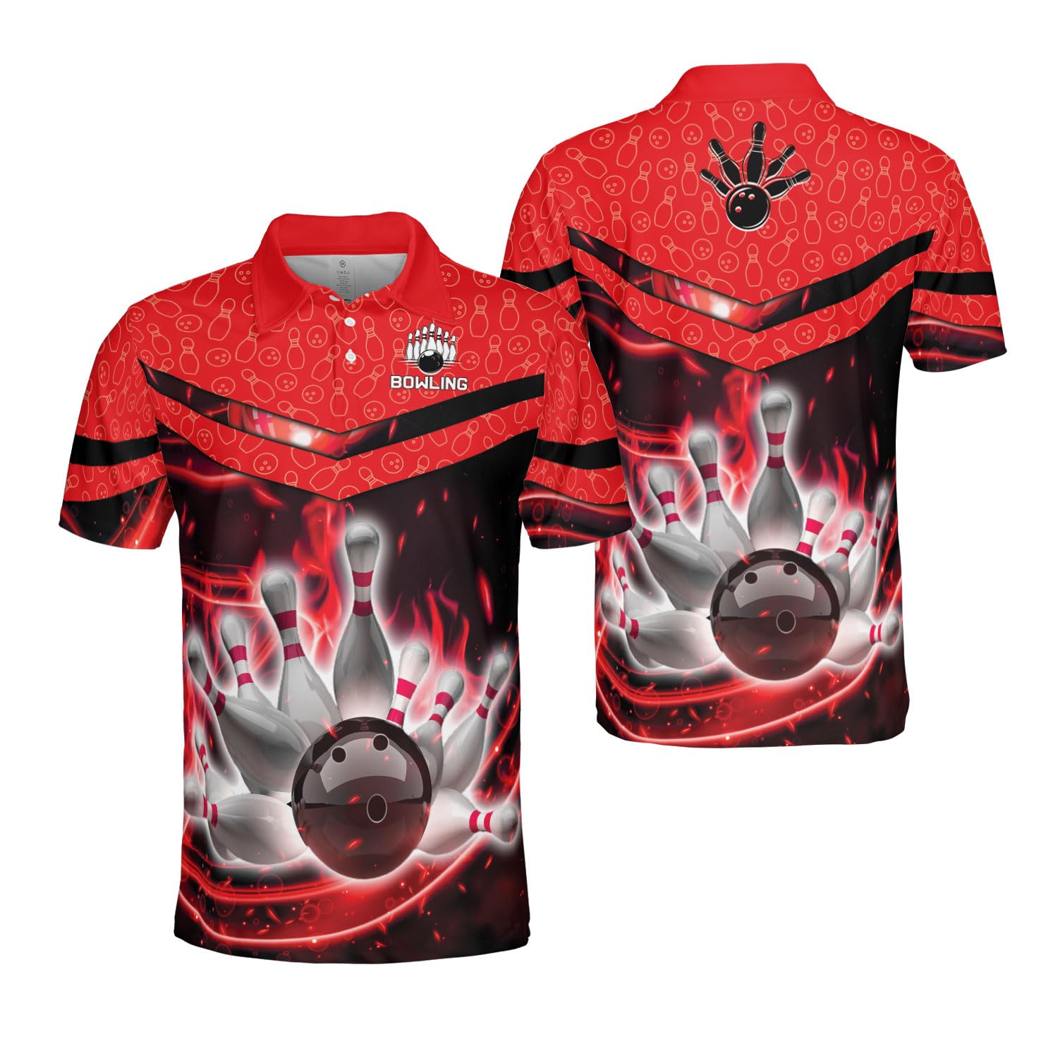 3D Bowling Polo Shirts for Men & Women - Breathable Short Sleeve Jersey Shirts for Bowling Teams - Perfect Gift for Bowlers - Ideal for League Play, Tournaments & Casual Bowling Nights