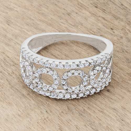 0.5ct Cubic Zirconia Rhodium Plated Contemporary Wedding Band Ring for Women - Elegant Stackable Ring for Bridal, Anniversary & Everyday Wear