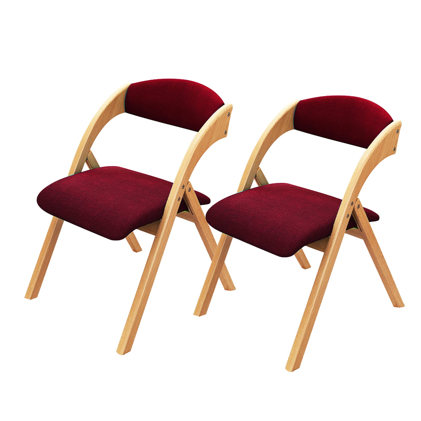 DSHOME 2-Pack Wooden Folding Chairs with Backrest - Modern Portable Upholstered Dining Chairs for Home, Office & Conference Use - Red (Perfect for Small Spaces, Outdoor Events & Extra Seating)