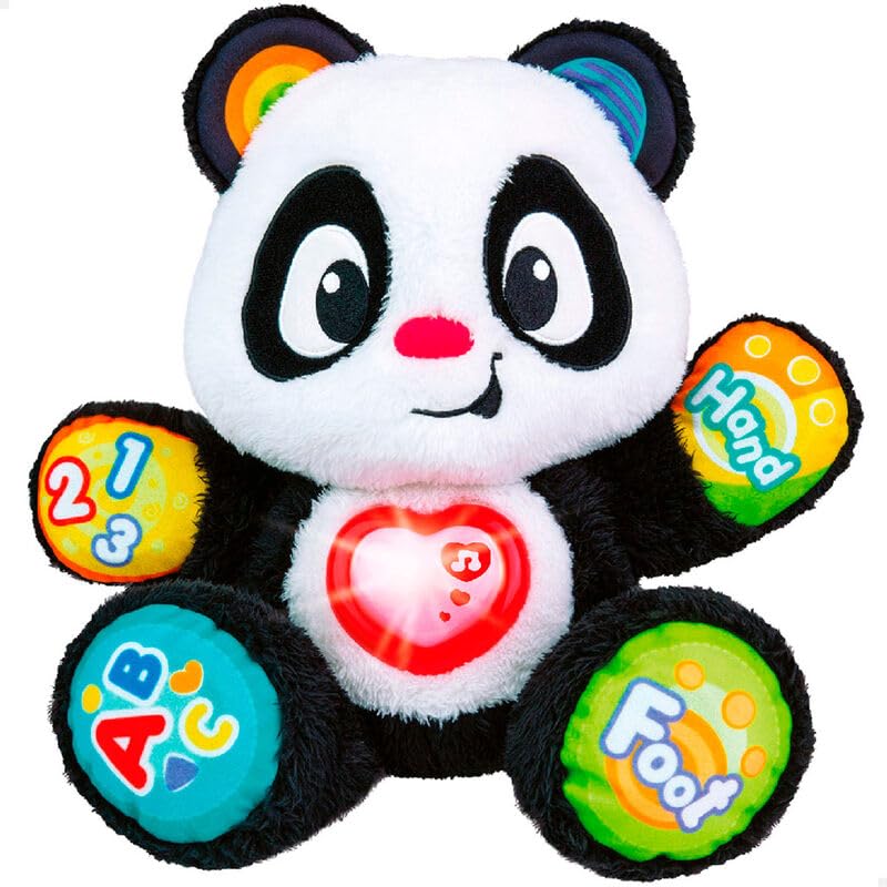 Kiddolab Musical Plush Panda Toy - Soft Stuffed Animal with Heart-Shaped Light-Up Button, Plays Fun Melodies - Interactive Learning Toy for ABC, Numbers & Body Parts - Perfect Baby Gift for 6+ Months & Up - Great for Playtime, Cuddling & Early Education