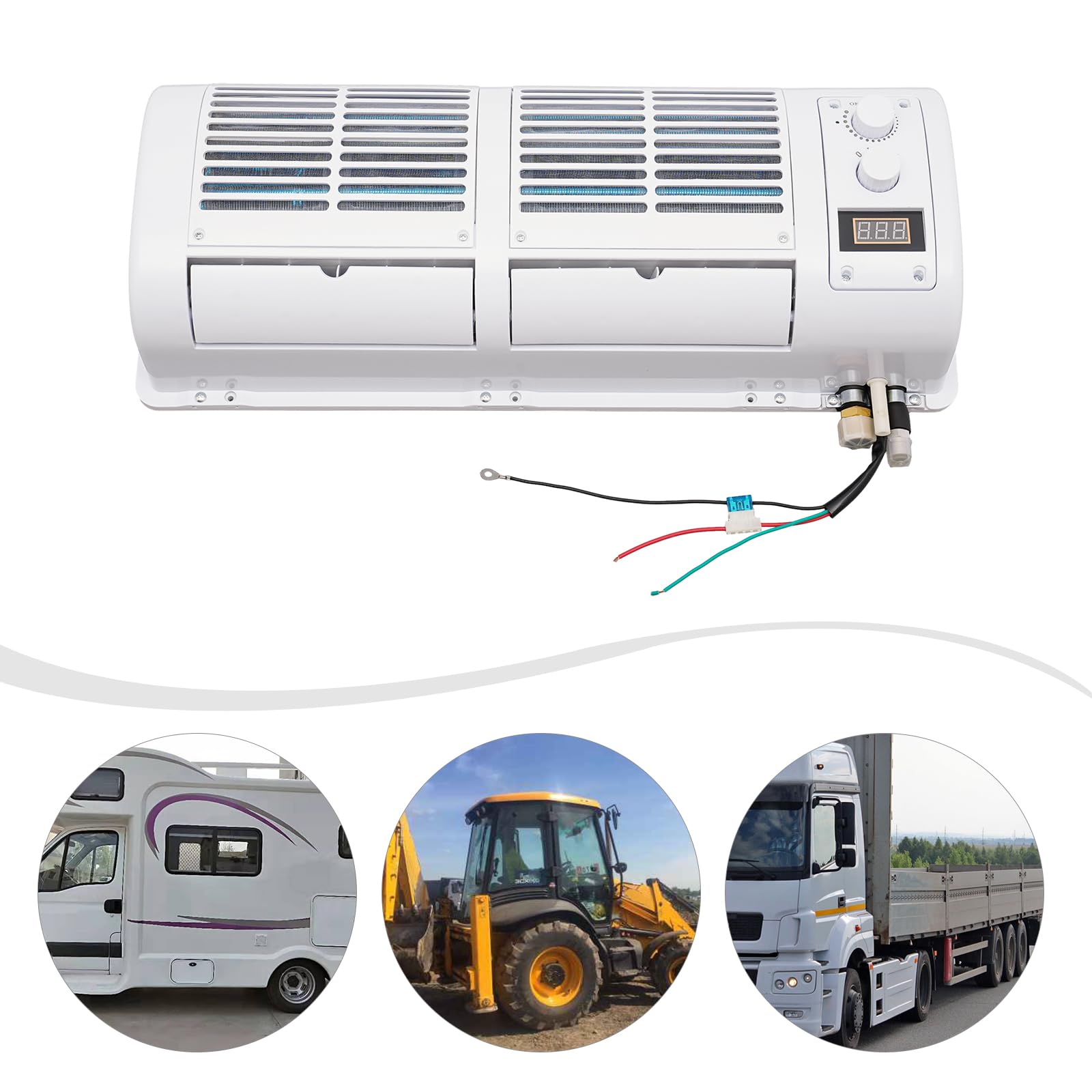 12V Portable Electric Car Air Conditioner with LCD Display - 22525 BTU/H Cooling for Trucks, RVs, Construction Vehicles & Excavators | Perfect for Summer Road Trips & Outdoor Worksites