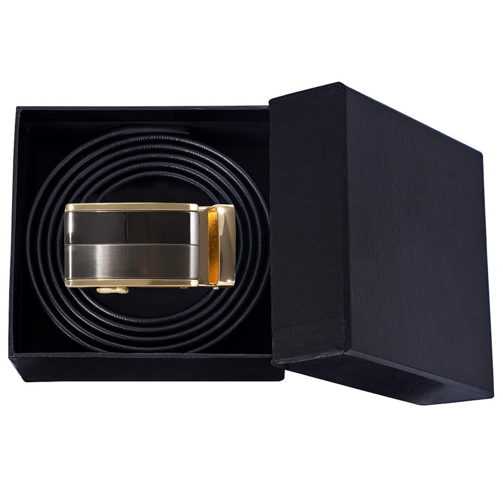 Premium Men's Automatic Ratchet Belt - Adjustable Waist Strap for Jeans & Dress Pants - Genuine Leather with Metal Buckle - Easy One-Hand Operation - Ideal Gift for Him - Perfect for Office, Casual Wear & Travel
