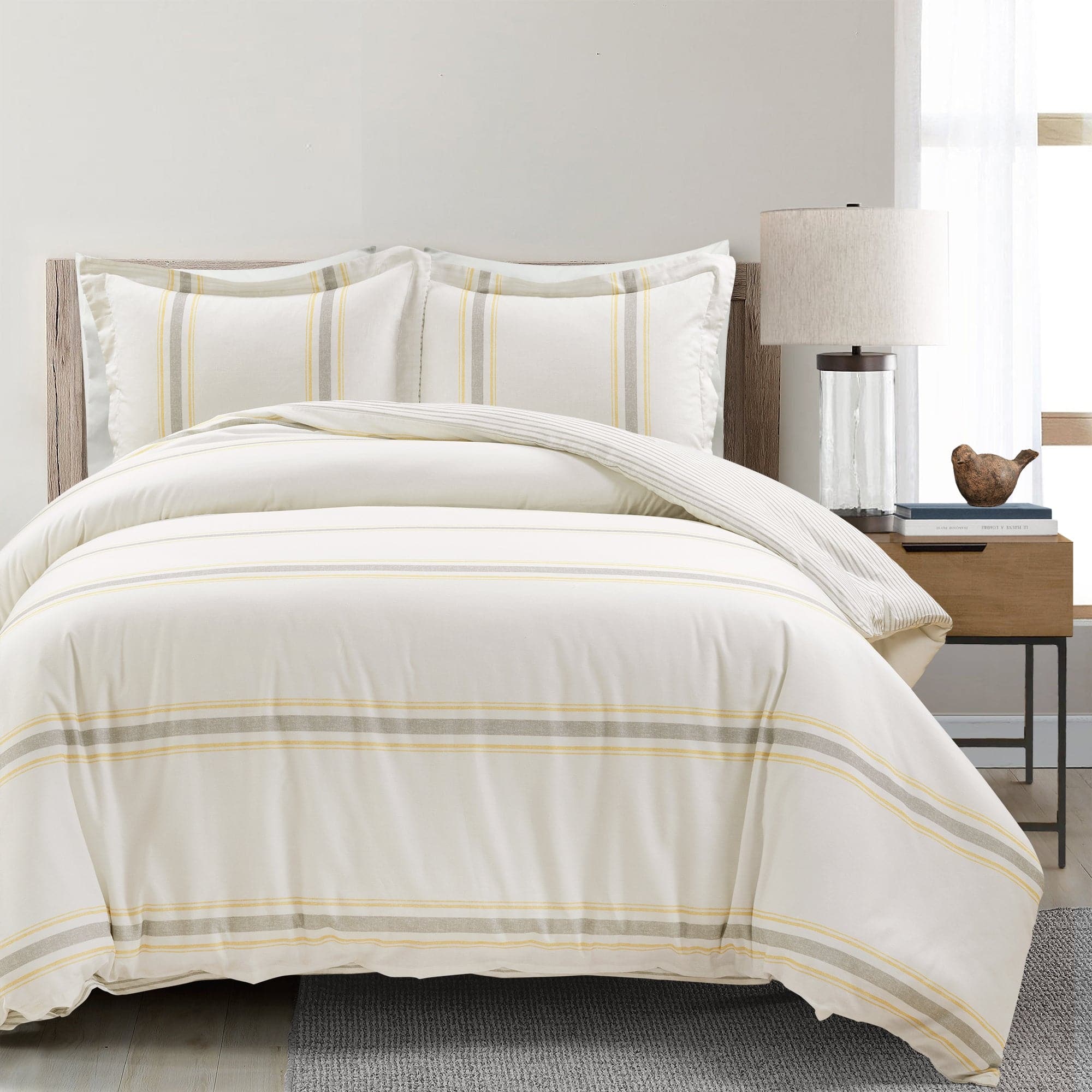 Farmhouse Stripe 100% Cotton Duvet Cover Set - Soft & Breathable Bedding for Cozy Bedroom Decor - Perfect for Guest Rooms, Master Bedrooms & Vacation Homes