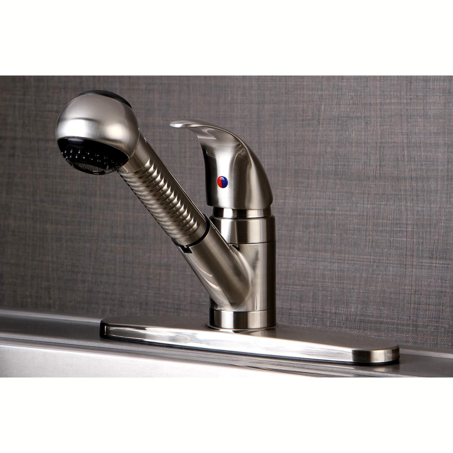 Kingston Brass KB6708LL Legacy Pull-Out Kitchen Faucet in Satin Nickel Finish - High Arc Spout for Easy Washing, Perfect for Modern Kitchens and Busy Home Cooks