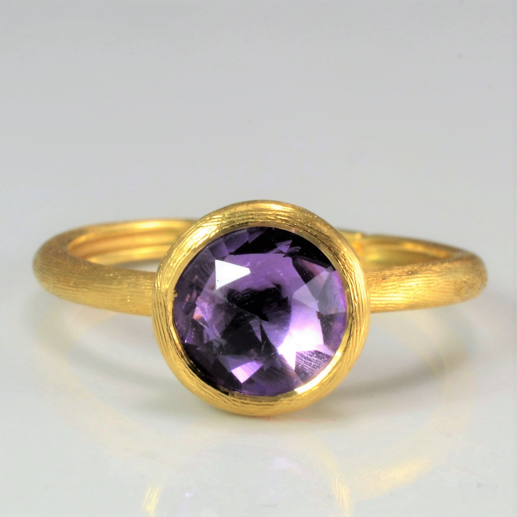 Marco Bicego Bezel Set Amethyst Ring Size 4.5 - Elegant Purple Gemstone Jewelry for Women, Perfect for Weddings, Anniversaries & Special Occasions