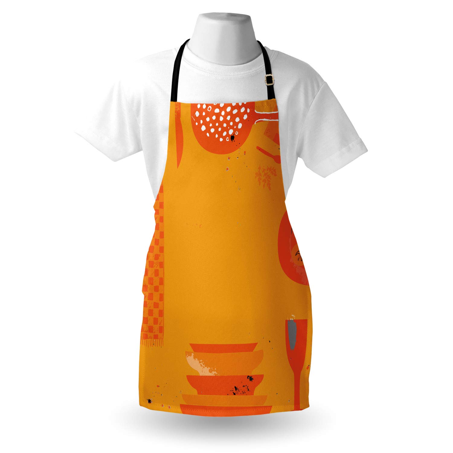 Ambesonne Personalized Chef Apron for Cooking - Modern Minimalist Kitchen Design with Adjustable Neck, Unisex Adult Bib Apron, Orange - Perfect for Home Chefs, BBQ, Baking & Culinary Gifts