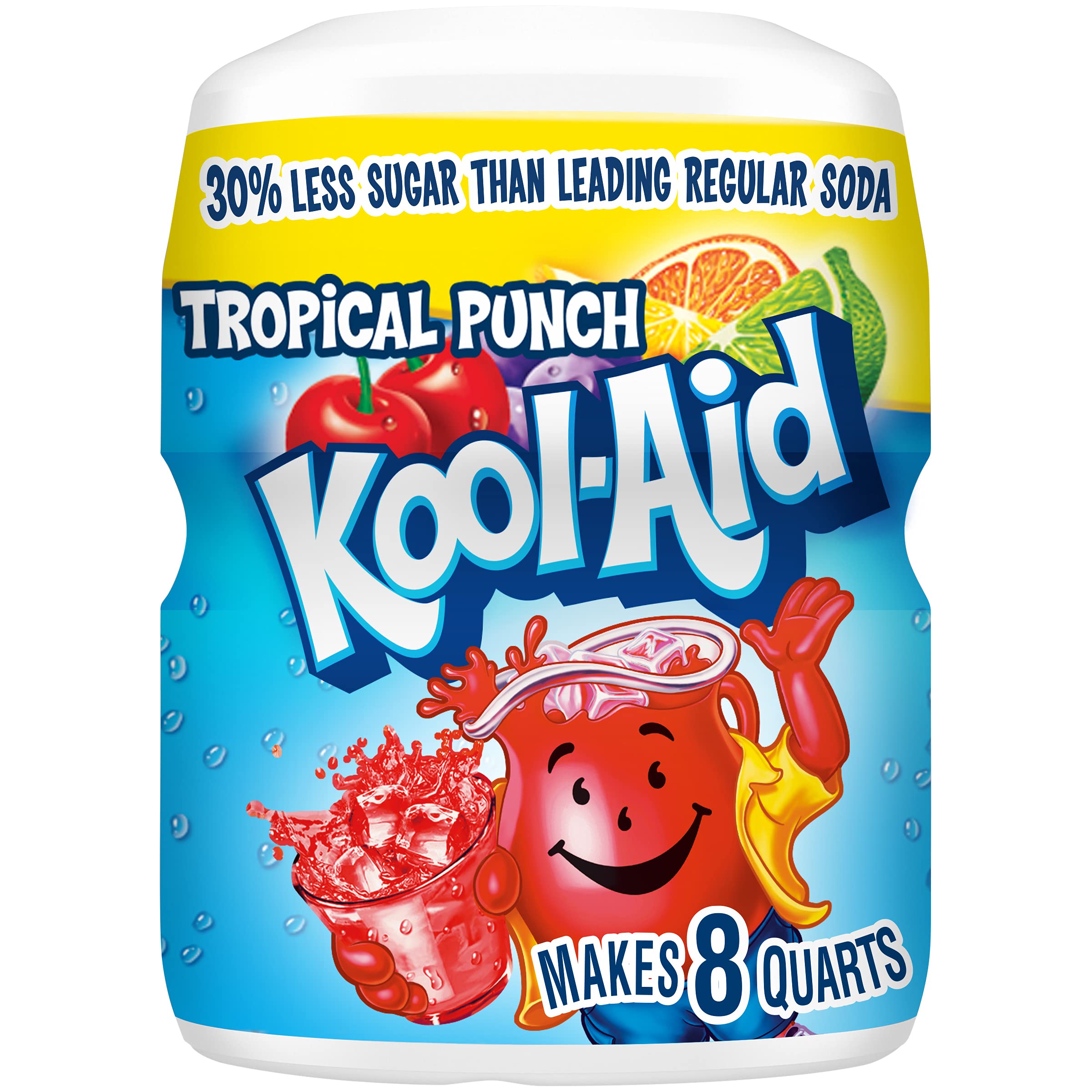 Kool-Aid Caffeine-Free Tropical Punch Powdered Drink Mix - 19 oz Canister | Refreshing Sweetened Beverage for Kids, Parties & Summer Gatherings | Great for Hydration & Flavorful Drinks