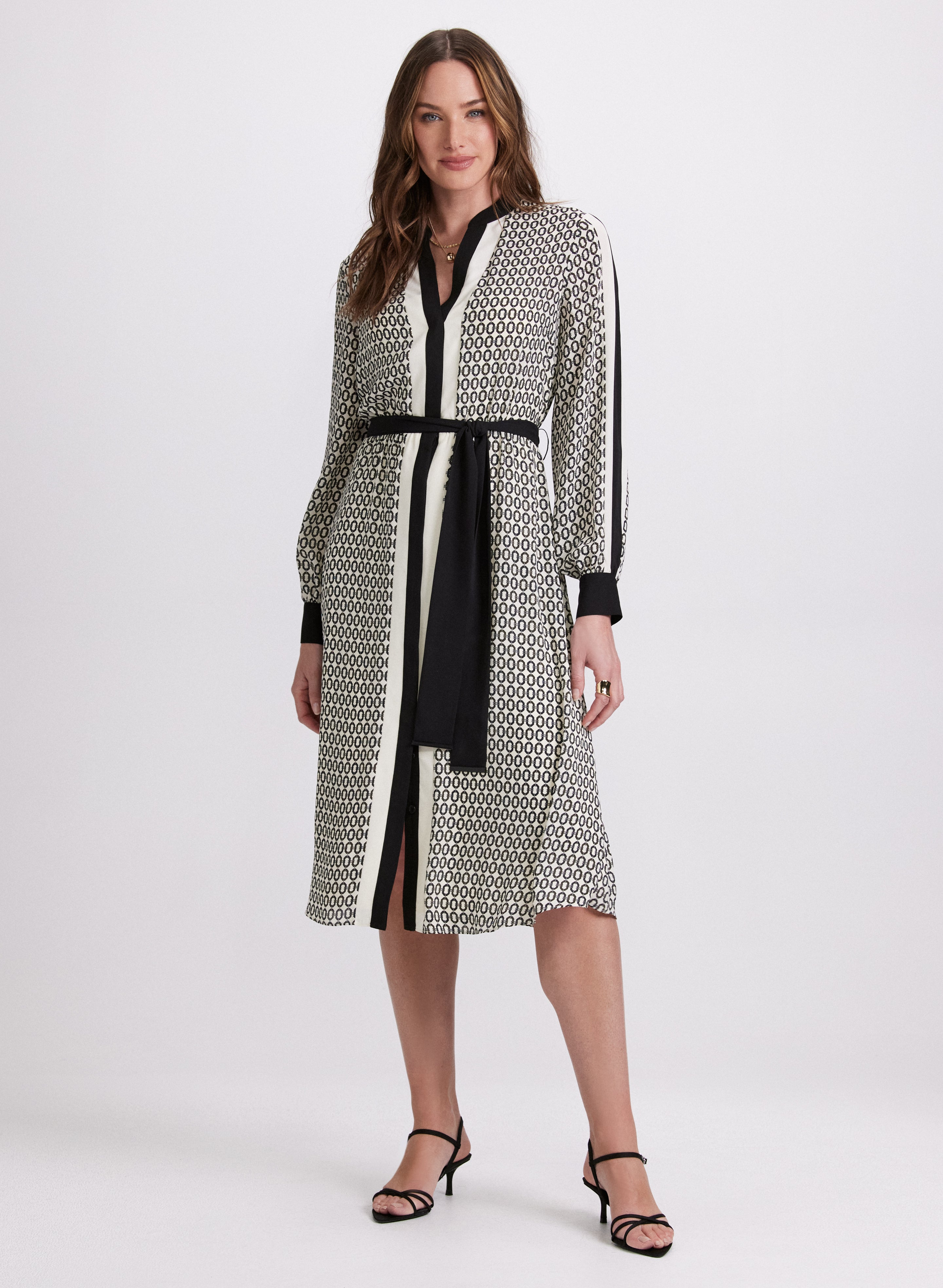 Stylish Contrast Geometric Print Dress for Women - Trendy Floral Pattern A-Line Dress for Casual Outings, Parties & Office Wear