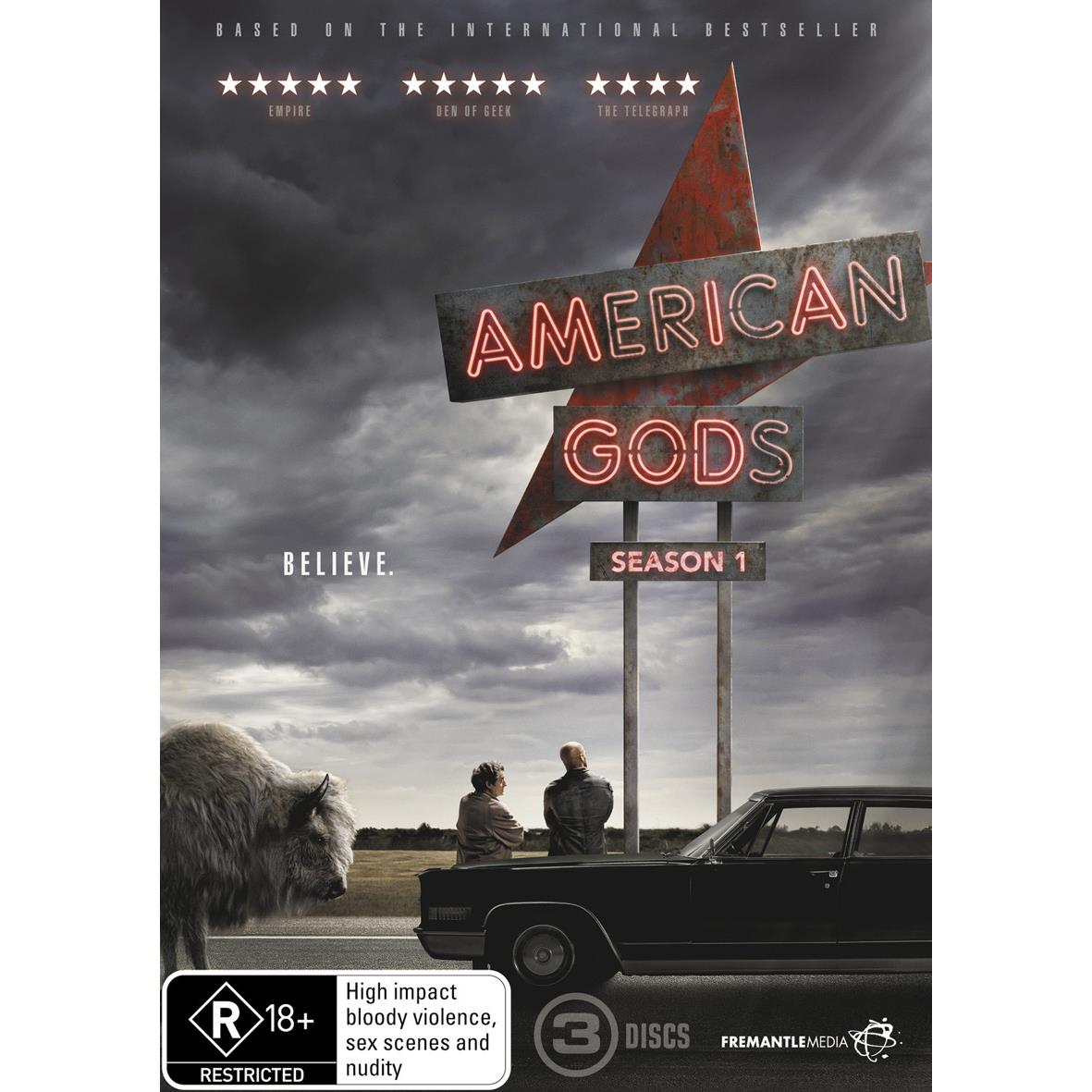 American Gods Season 1 DVD & Blu-ray - Fantasy Drama TV Series Based on Neil Gaiman Novel - Perfect for Sci-Fi Fans & Book Lovers' Movie Nights
