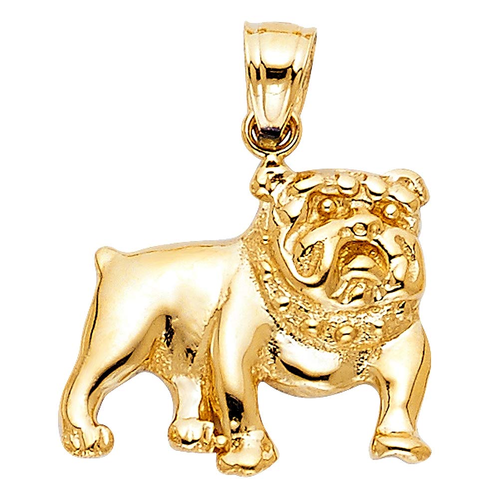 14K Yellow Gold Bulldog Pendant Necklace for Women - 19x15mm Fine Jewelry Gift - Perfect for Birthdays, Anniversaries & Everyday Elegance