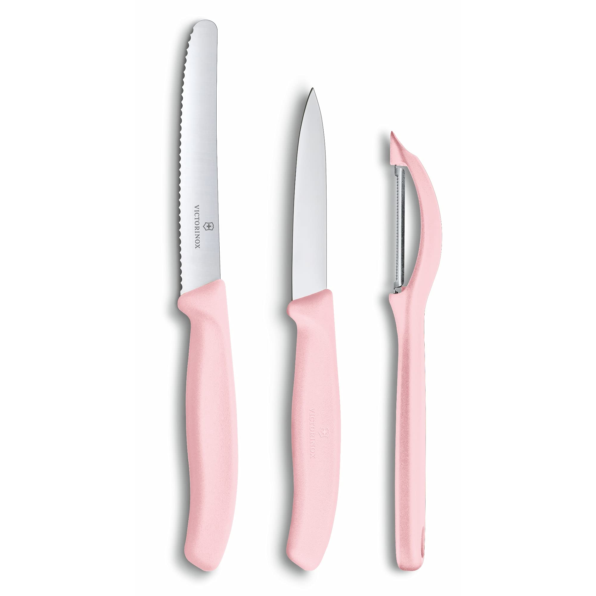 Victorinox 6.7116.31L52 3-Piece Kitchen Knife Set with Petty Knife & Vertical Peeler - Rose Color, Dishwasher Safe Swiss Classic - Perfect for Peeling Fruits, Chopping Vegetables & Food Prep
