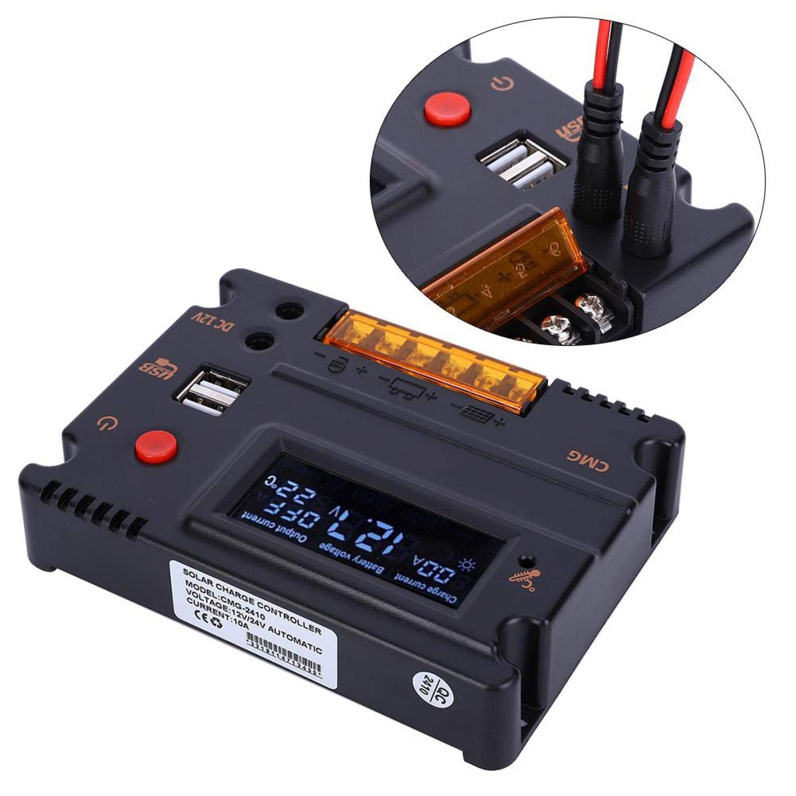 Solar Charge Controller for Lithium Battery - 12V/24V MPPT Intelligent Solar Panel Regulator for Home & Outdoor Use - Perfect for RV, Boat, Off-Grid Power Systems