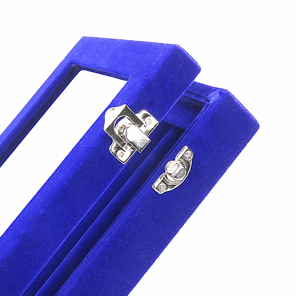 Velvet Jewelry Display Box - Glass Top Ring Earrings Organizer with 2 Clasps - Perfect for Jewelry Storage, Showcase & Travel Accessories