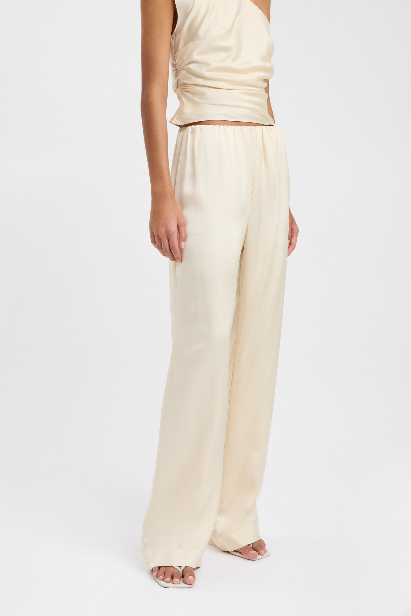 Monty Gathered Pant - Women's High Waisted Flowy Palazzo Pants for Casual Wear, Office & Travel | Soft Stretchy Fabric with Elastic Waistband