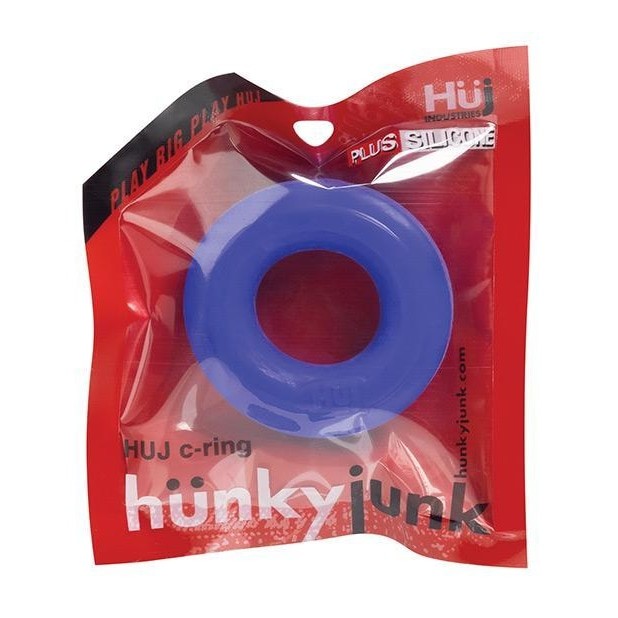Hunkyjunk Huj C Ring - Cobalt Blue Stainless Steel Adjustable Unisex Ring for Men & Women | Perfect for Everyday Wear, Gifts & Fashion Accessories