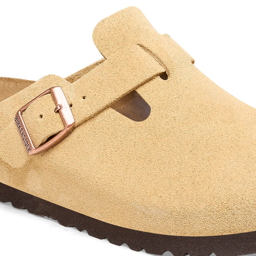 Birkenstock Boston Suede Leather Clog in Latte Cream - Comfortable Unisex Slip-On Shoes for Home, Office & Outdoor Wear