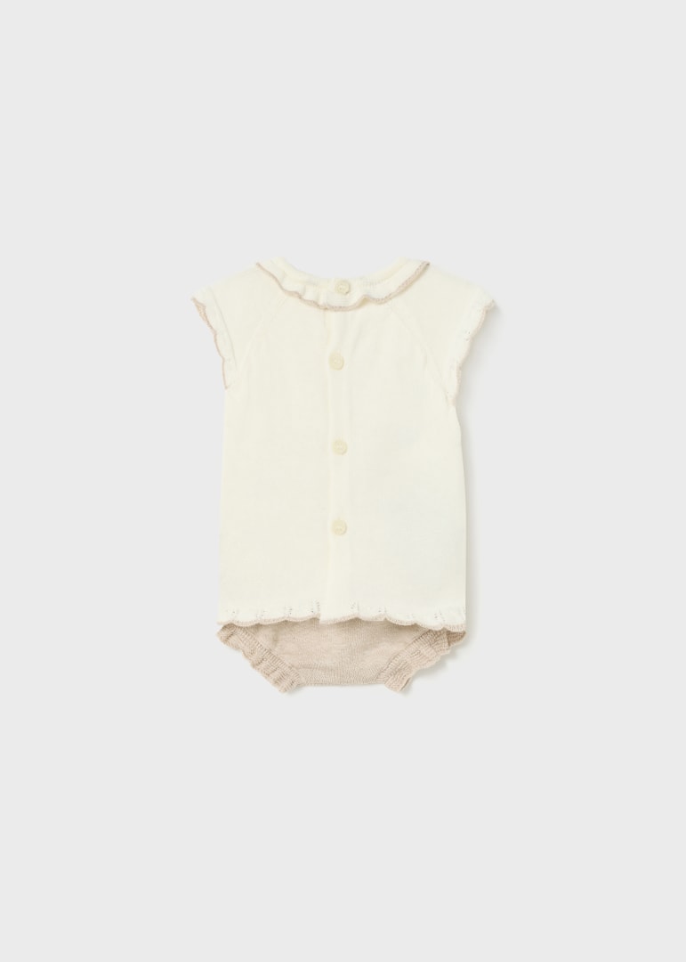 Mayoral Newborn Girl Knit Bloomer Set in H. Beige - Soft & Comfortable Baby Outfit for Photos, Gifts & Special Occasions