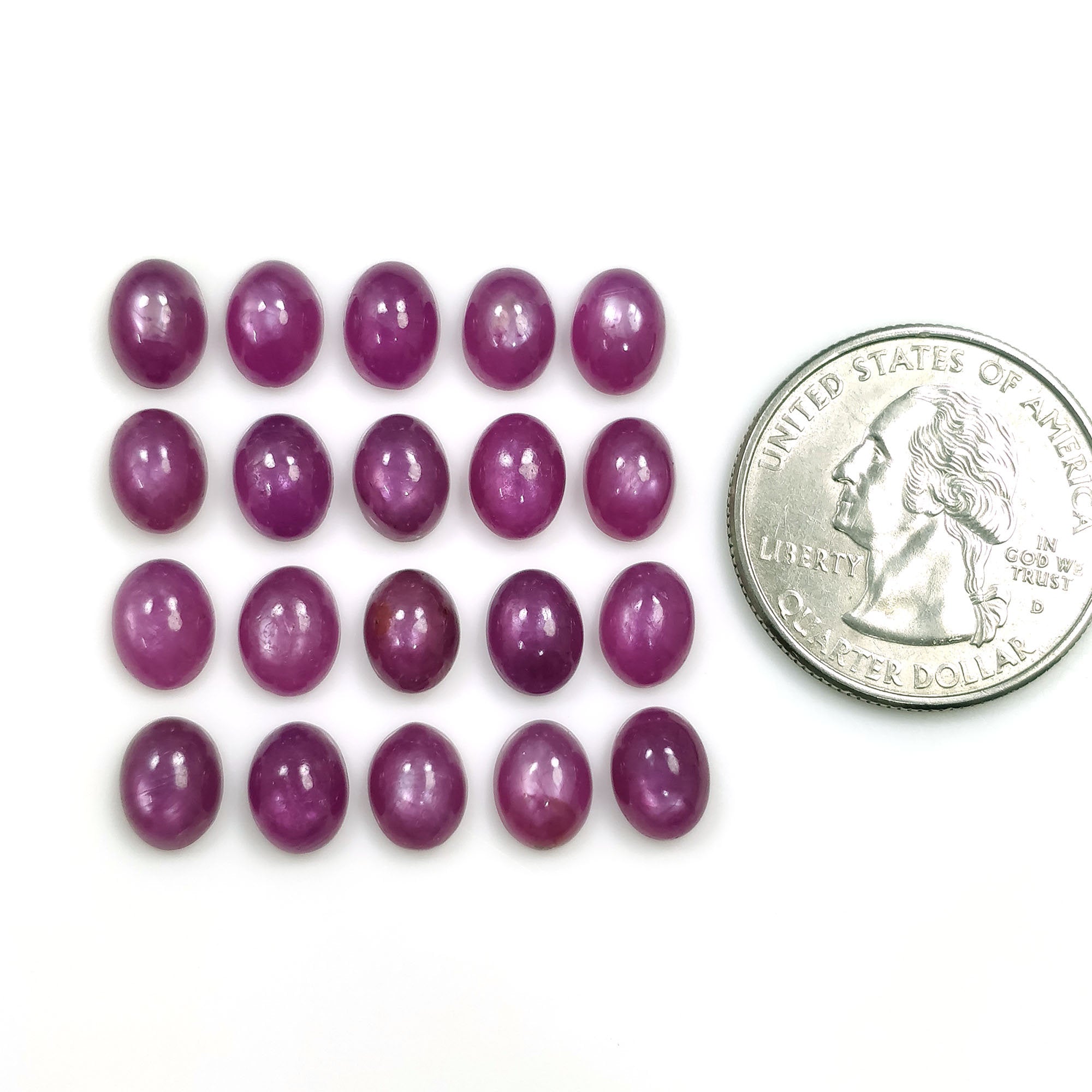 36.15cts Natural Untreated Raspberry Sheen Purple Pink Sapphire Gemstone - September Birthstone Oval Cabochon 8x6mm (20pcs Lot) for Jewelry Making, Rings, Necklaces & DIY Crafts - Perfect Gift for Birthdays & Anniversaries